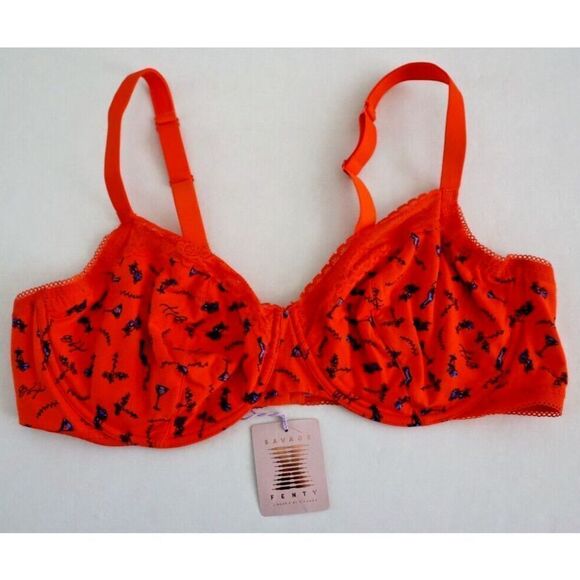 Savage X Fenty Women's Sz 46DDD Hot Red Shot Cotton Essentials Unlined Bra $40+ - Picture 1 of 7